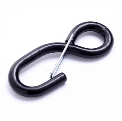 black plastic Coated S-Hook with Latch/Safety Clip Hooks