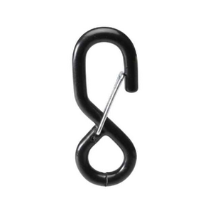 black plastic Coated S-Hook with Latch/Safety Clip Hooks