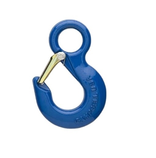 US Type Drop-Forged Carbon Steel Eye Hoist Hook with Integrated Latch