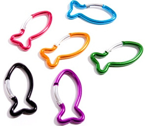 metal aluminium snap hook carabiner hooks fish shaped for keys animal hanger