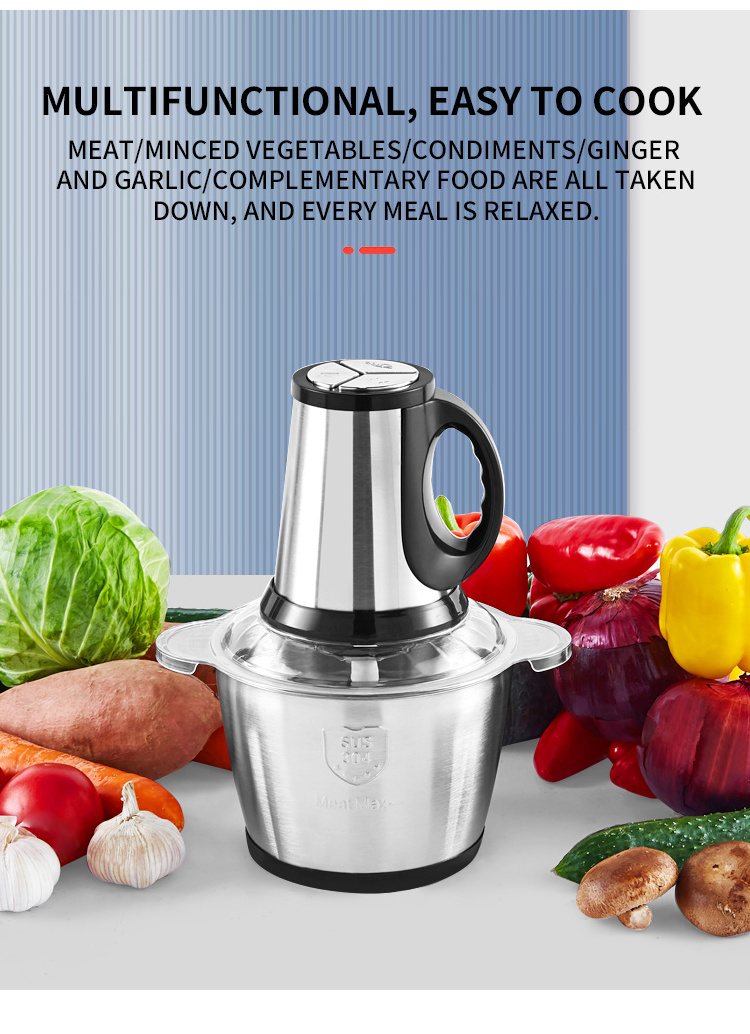 2L 3L 5L Electric Chopper Processor stainless steel, 3 speed Meat Grinder Slicer for kitchen/