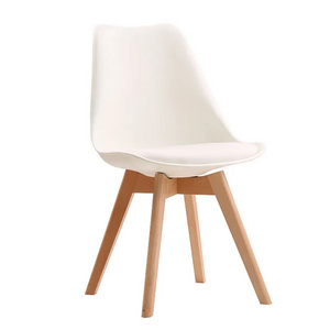 Hot Sale Modern Luxury Nordic Home Kitchen Restaurant Cafe White Silla tulip Plastic Dining Chairs with leather cushion