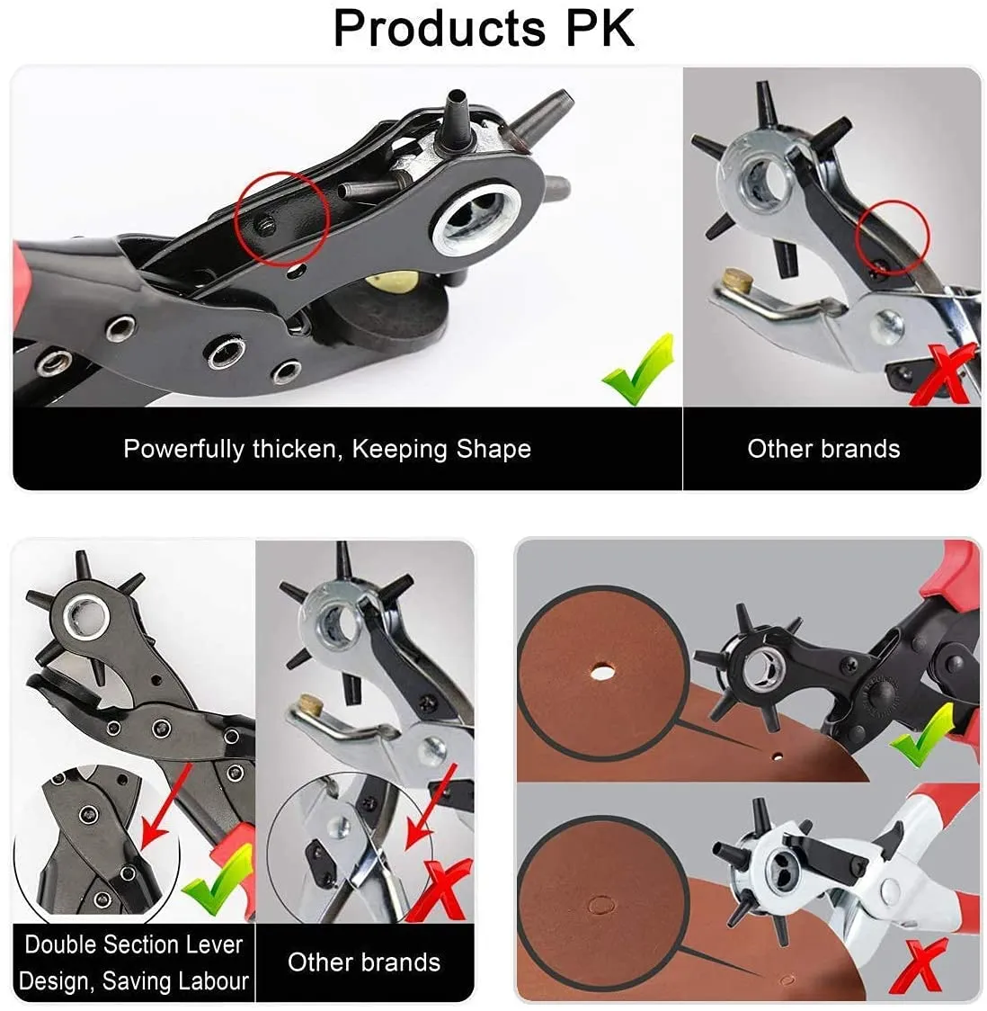 Desktop Leather Hole Punch Set, Rotary Belt Hole Puncher for Leather,  Heavy Duty Leather Hole Punch Tools