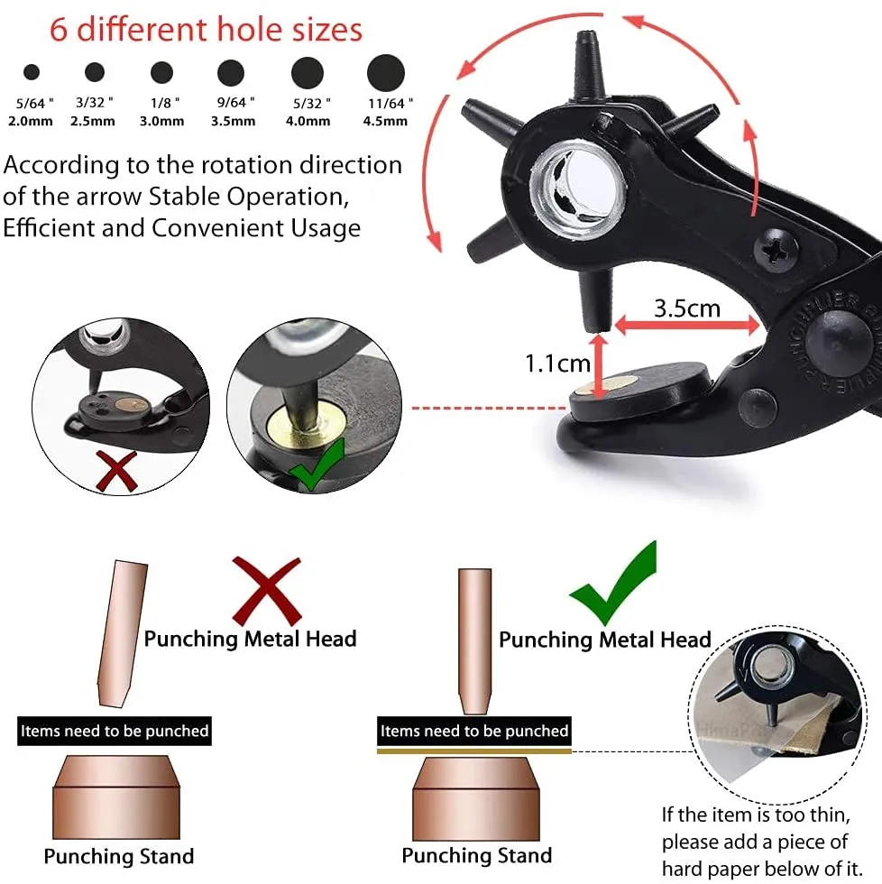 Desktop Leather Hole Punch Set, Rotary Belt Hole Puncher for Leather,  Heavy Duty Leather Hole Punch Tools