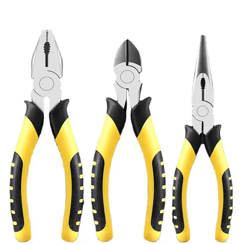 Wholesales casting tiger handle wire cutting combination  household hardware tools clamp needle-nose diagonal  locking pliers