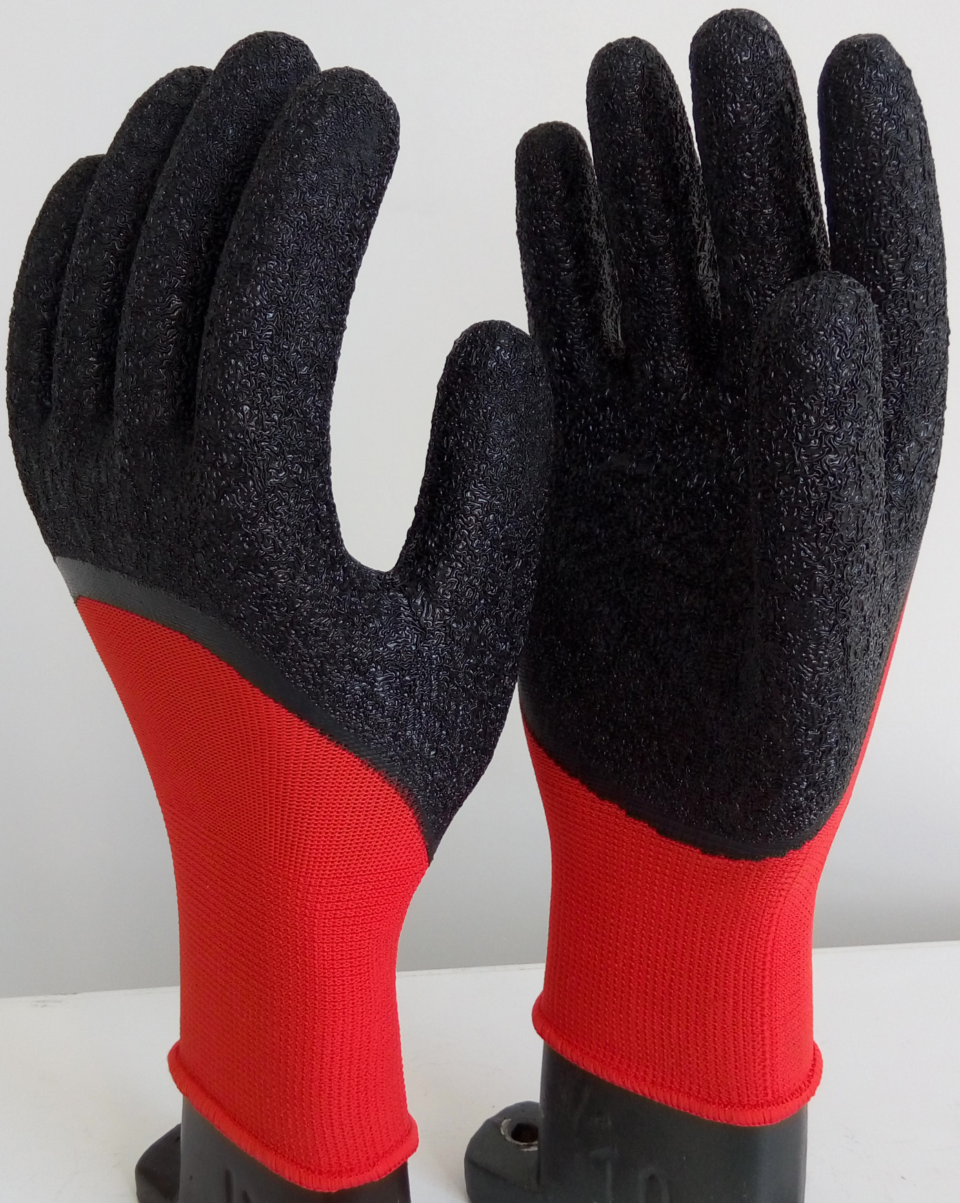 Red Nylon Spandex Micro Foam Latex Nitrile Palm Maxi High Flex Gardening Safety Work Gloves