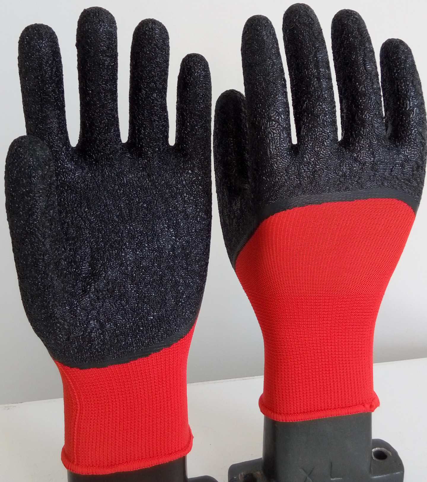 Red Nylon Spandex Micro Foam Latex Nitrile Palm Maxi High Flex Gardening Safety Work Gloves