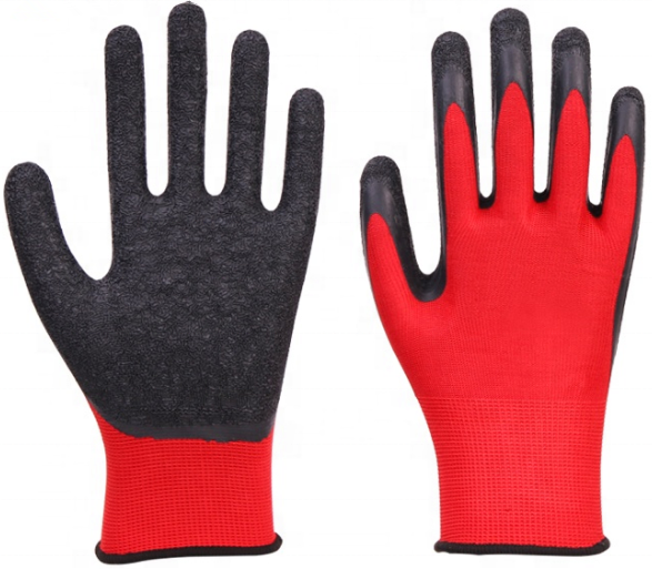 Red Nylon Spandex Micro Foam Latex Nitrile Palm Maxi High Flex Gardening Safety Work Gloves