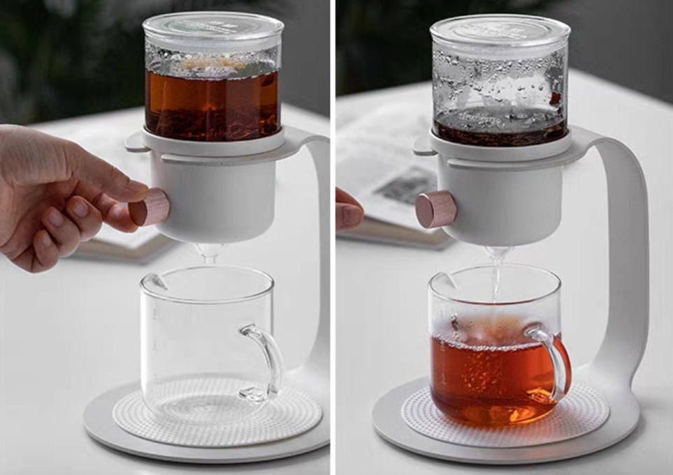 new design portable coffee tea gift set high temperature glass automatic coffee tea pot