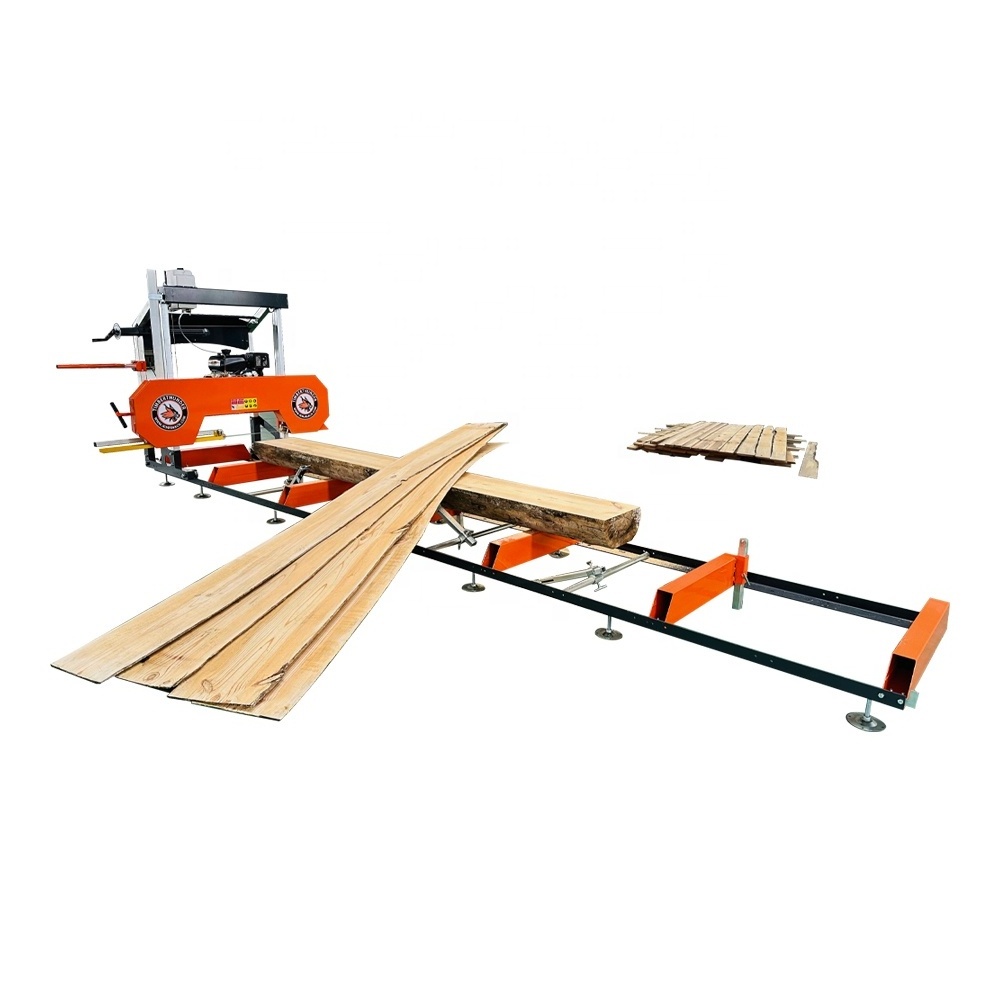 Portable mini horizontal gas chainsaw with electric start machine for sawmill