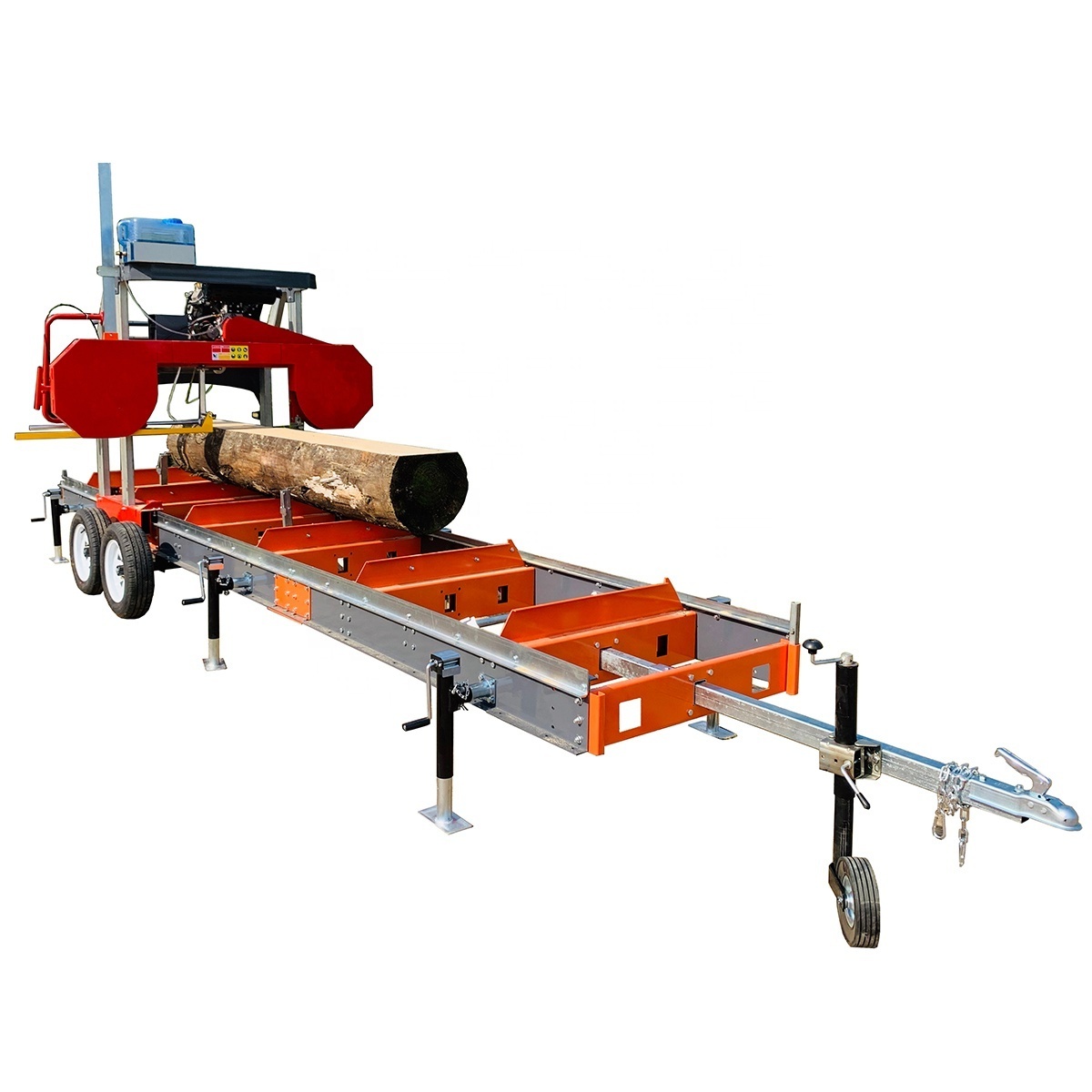 Wood cutting saw  machines gas / diesel / electric portable wheels trailer sawmill ,horizontal bandsaw sawmill machine