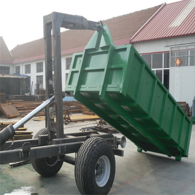 Small ATV Farm hydraulic 6 ton hook lift tipper dump trailer / container carrier lifter for tractor