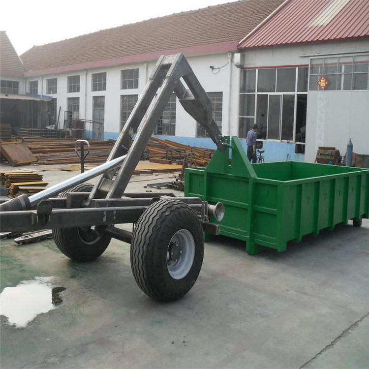 Small ATV Farm hydraulic 6 ton hook lift tipper dump trailer / container carrier lifter for tractor