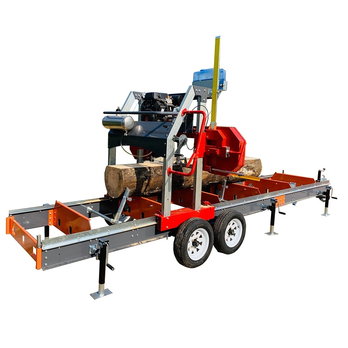 Wood cutting saw  machines gas / diesel / electric portable wheels trailer sawmill ,horizontal bandsaw sawmill machine