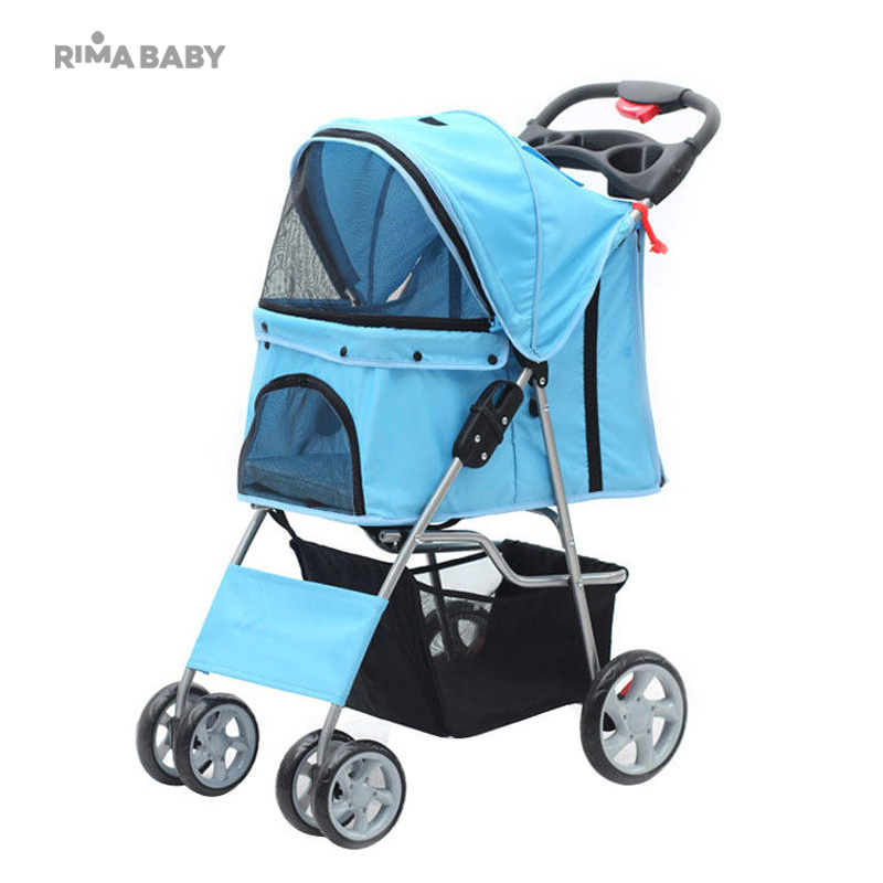 2022 best wholesale customized designer pink compact folding pet carrier stroller pram for small dog large pet travelling