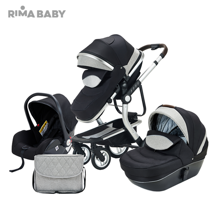 Luxury baby stroller 3 in 1 egg shell baby Pram Pushchair With Carrycot