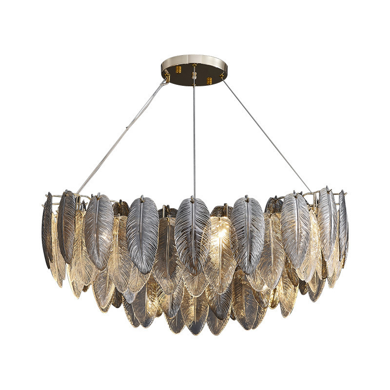 Feather Light luxury chandelier living room glass chandelier master bedroom artistic lighting fixtures