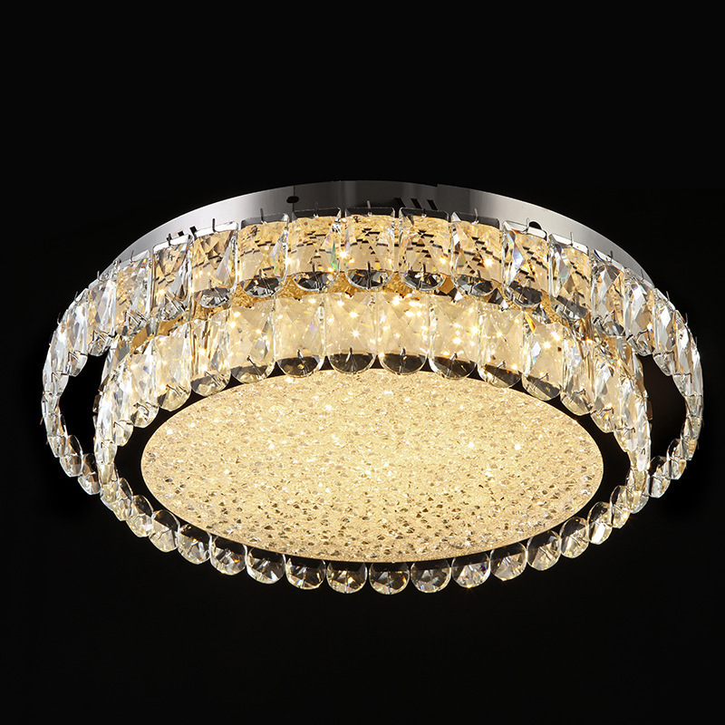 high ceiling chandeliers lamp Round  Crystal Modern Luxury Fixtures Led Ceiling Light