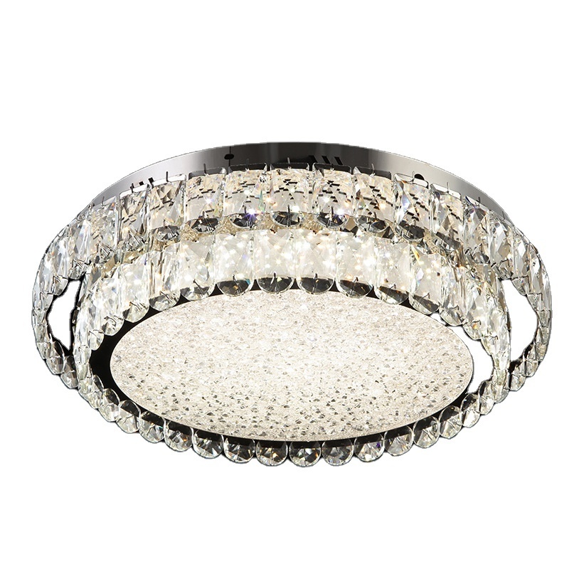 high ceiling chandeliers lamp Round  Crystal Modern Luxury Fixtures Led Ceiling Light