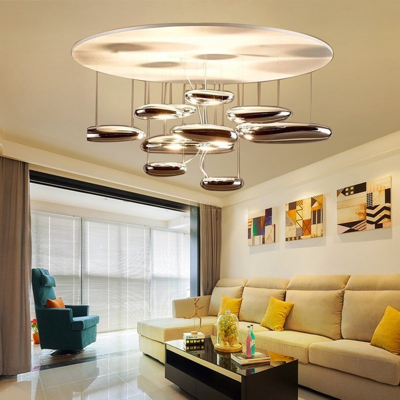 Room lights indoor wire pendant chrome chandelier  high Led light ceiling chandeliers modern