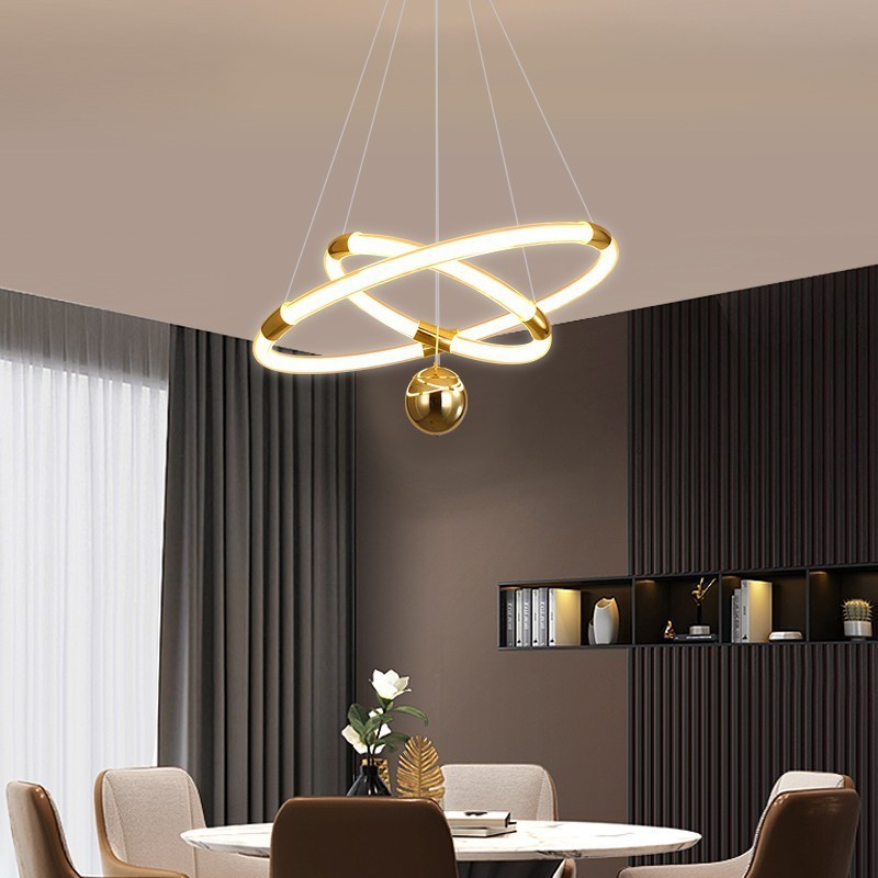 2023 Contemporary Hanging Ceiling Globe Ring Luxury Acrylic Nordic Round Modern  Lamp Chandelier Led Circle Pendant Light