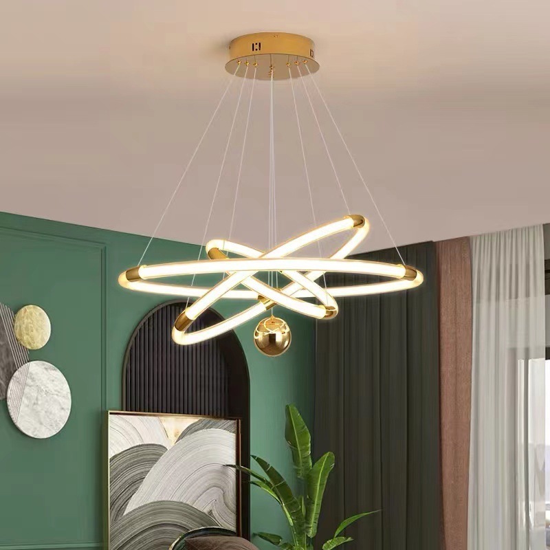 2023 Contemporary Hanging Ceiling Globe Ring Luxury Acrylic Nordic Round Modern  Lamp Chandelier Led Circle Pendant Light