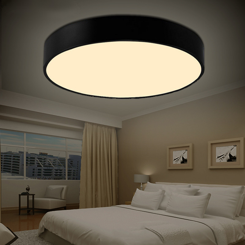 LED circular black and white ceiling light wrought iron simple Nordic living room balcony office light