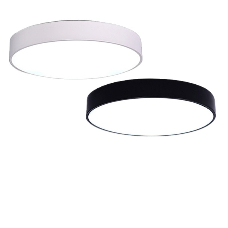 LED circular black and white ceiling light wrought iron simple Nordic living room balcony office light