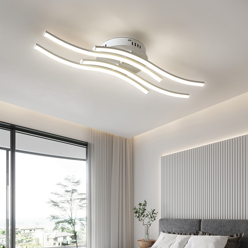 Nordic modern LED wavy strip lighting decoration simple modern bedroom ceiling light front desk decorative lighting fixtures