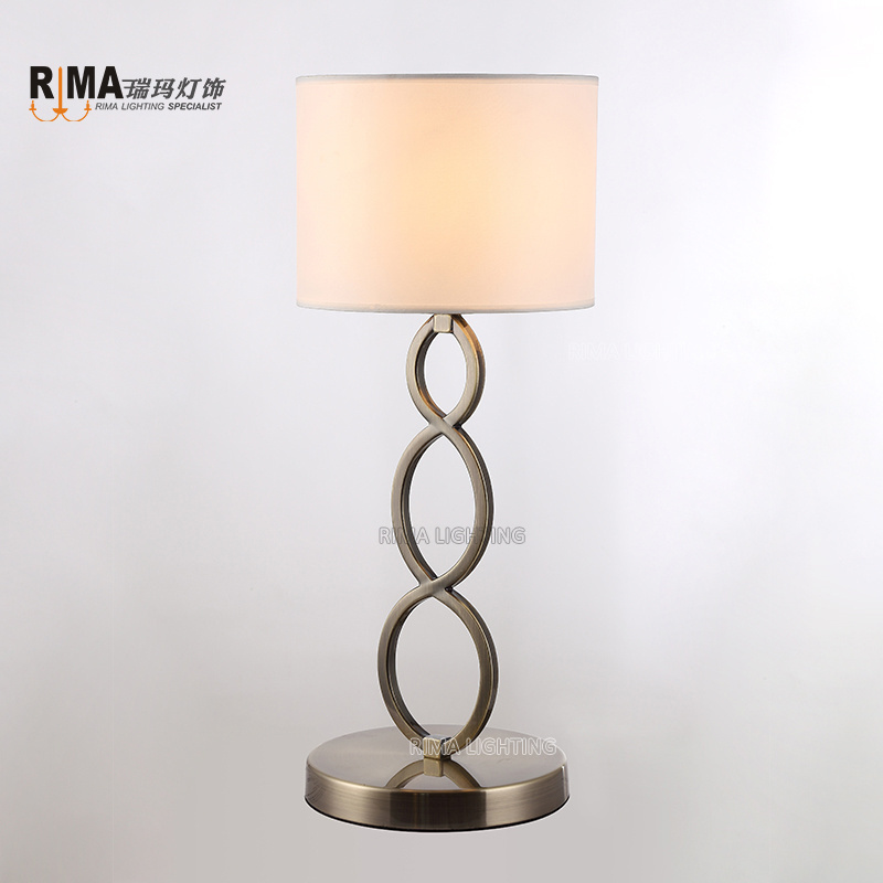 Zhongshan Modern Simple Elegant indoor light Fabric Bed Side Crystal table lamp With Lampshade