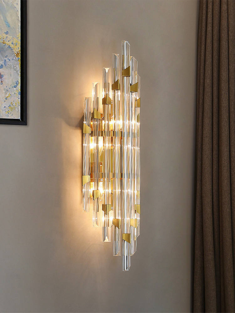 Light luxury crystal wall lamp TV background wall modern and minimalist villa club home hall decorative lighting fixtures