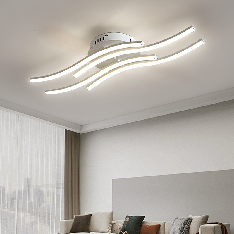 Nordic modern LED wavy strip lighting decoration simple modern bedroom ceiling light front desk decorative lighting fixtures