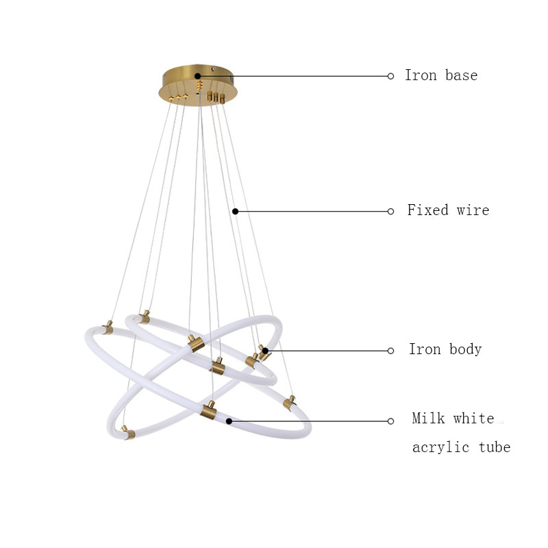 240510G Nordic chandelier modern minimalist duplex hall circular art LED restaurant lighting fixtures