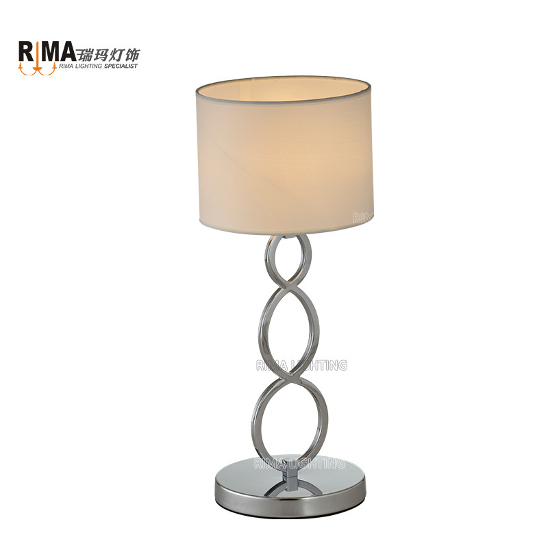 Zhongshan Modern Simple Elegant indoor light Fabric Bed Side Crystal table lamp With Lampshade