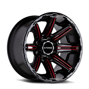 KIPARDO 17x8.5 18x9 matt black milling spoke with red painting alloy aluminum wheels car rims