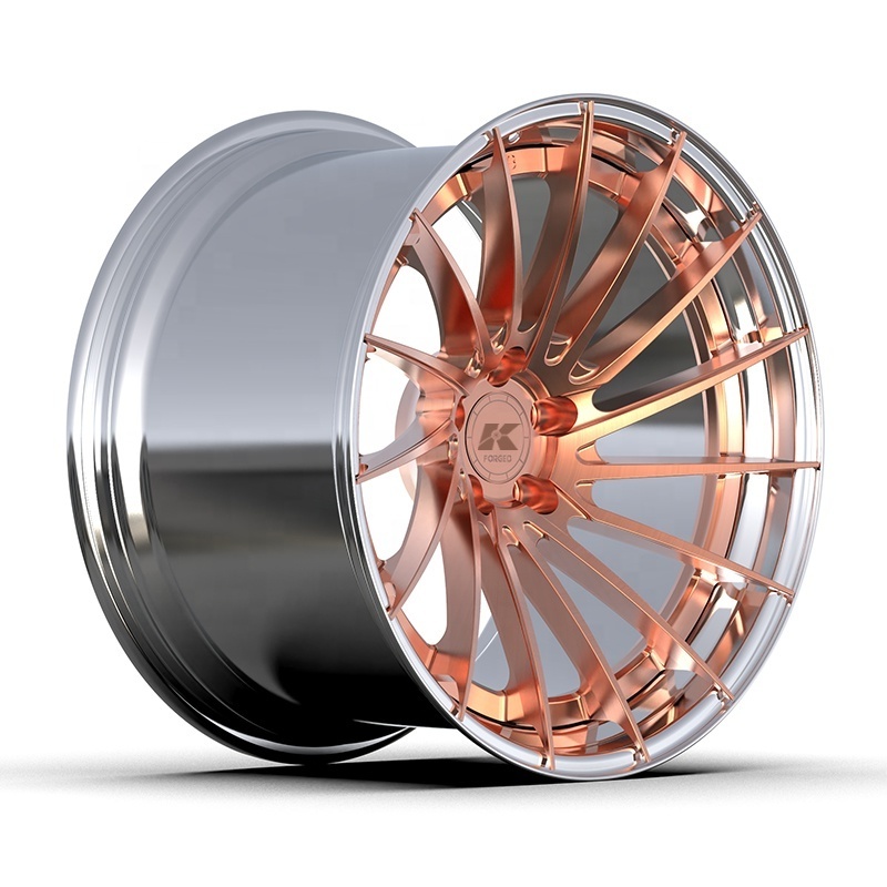 Kipardo rose gold and chrome rims 2 piece deep concave forged wheels and tyres for bmw cars