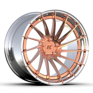 Kipardo rose gold and chrome rims 2 piece deep concave forged wheels and tyres for bmw cars