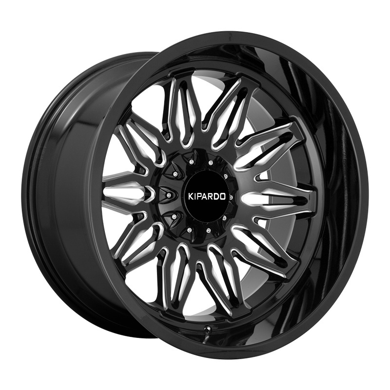 KIPARDO 20 inch gloss black and milling spoke star shape alloy aluminum wheels car rims