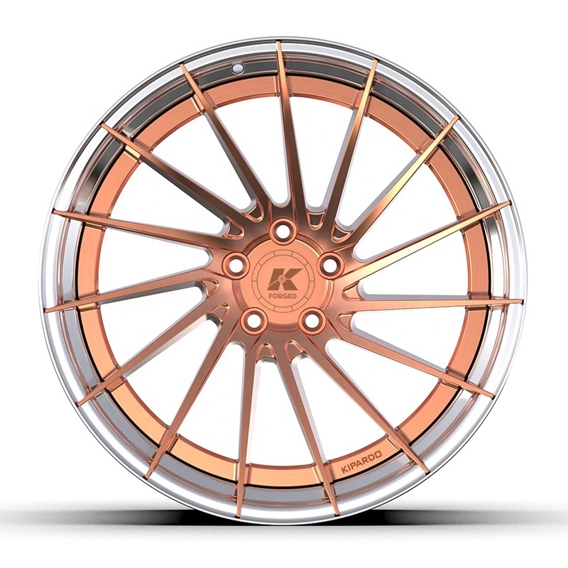 Kipardo rose gold and chrome rims 2 piece deep concave forged wheels and tyres for bmw cars