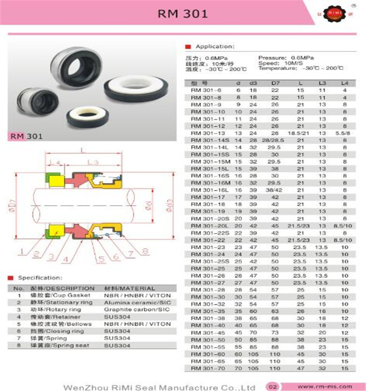 Mechanical Water Pump 301-22 Shaft Seal