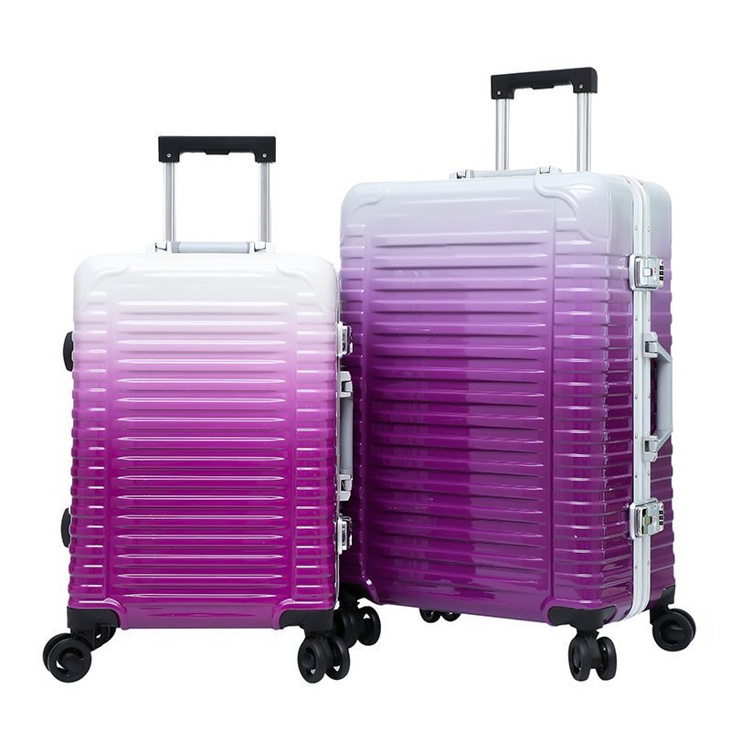 PP trolley case 4 wheels rotating hard side suitcase with luggage zipper lock and luggage