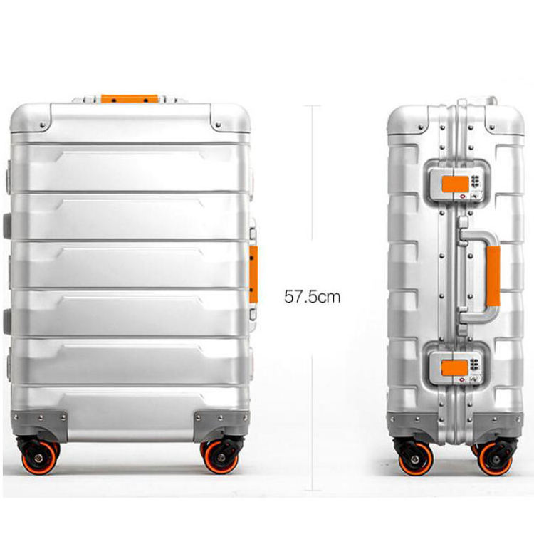 Customized aluminum magnesium alloy trolley case universal wheel male female 20 metal box business aluminum frame suitcase