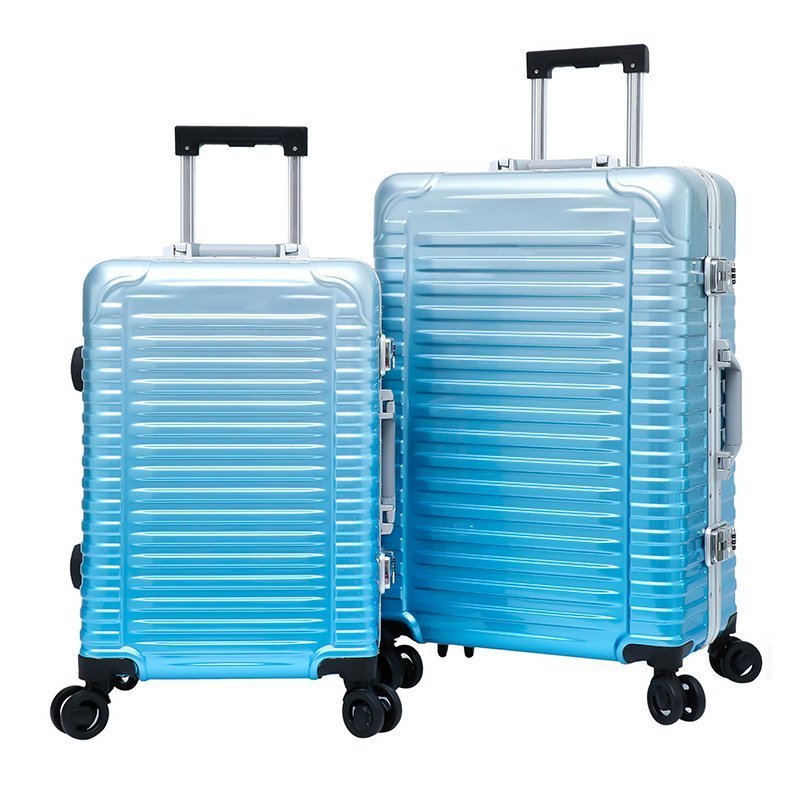 PP trolley case 4 wheels rotating hard side suitcase with luggage zipper lock and luggage