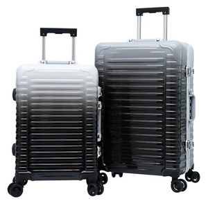 PP trolley case 4 wheels rotating hard side suitcase with luggage zipper lock and luggage