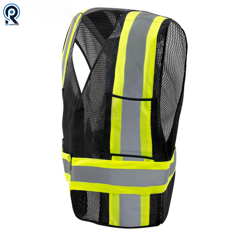 5 Points Black Summer Mesh Security Reflective Safety Vest Low Price Security Vest