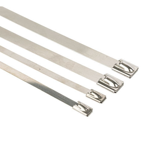 High quality  4*300 mm SUS304 Metal Zip Self Locking Stainless Steel Cable Tie For PV Solar Cable