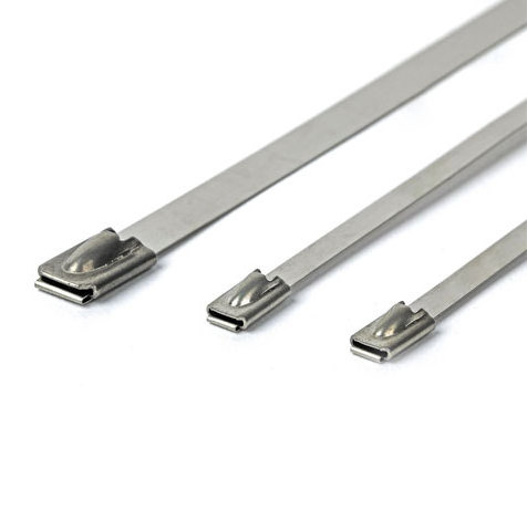 High quality  4*300 mm SUS304 Metal Zip Self Locking Stainless Steel Cable Tie For PV Solar Cable