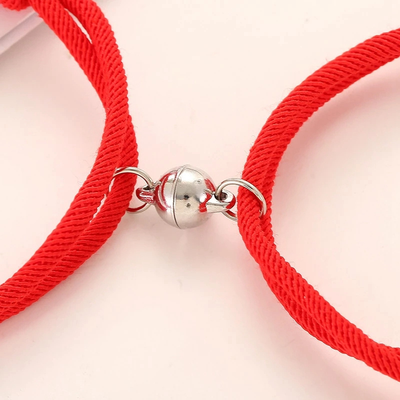 2022 Hot Magnet Bracelet Couple Handmade Adjustable Rope Matching Bracelet Infinite Love Pair Bracelet Lucky Red Brazalete Gift