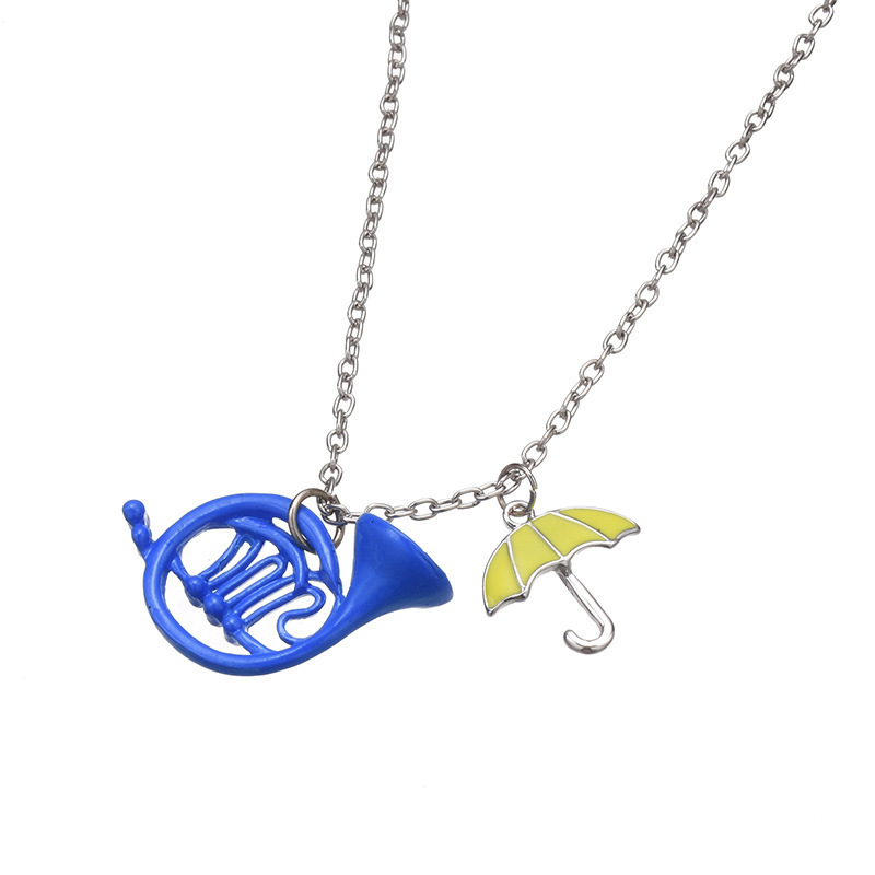 How I Met Your Mother Yellow Umbrella Blue French Horn Pendent Necklace