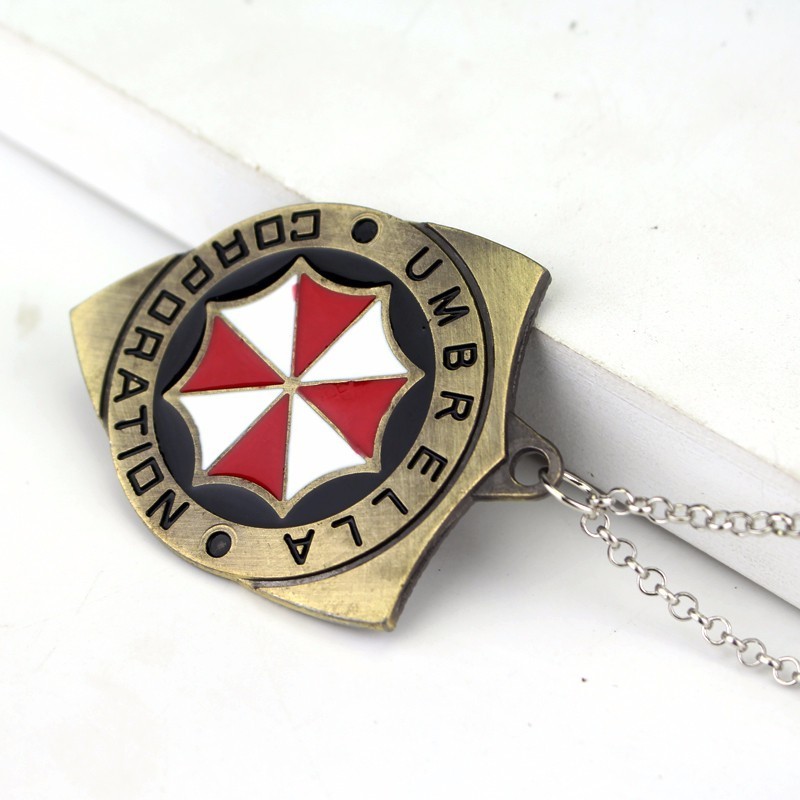 Biohazard RPD STARS Guitar Pick Necklace Umbrella Corporation Logo Metal Pendant Jewelry For Fans